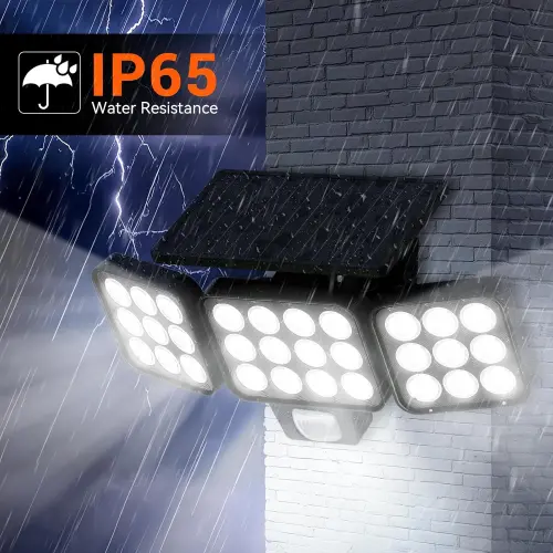 Luces Solares LED Exteriores 3500LM con Sensor de Movimiento PIR, 3 Cabezales Ajustables, Impermeables IP para Patio, Jardín, Garaje y Seguridad del Hogar (Pack de 2)'s photo #4