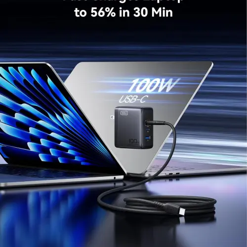 Cargador Rápido INIU 100W con 3 Puertos (2 USB-C + 1 USB-A) para iPhone, Samsung y Laptops MacBook, Carga Simultánea de Hasta 3 Dispositivos, Tecnología PD 3.0's photo #1