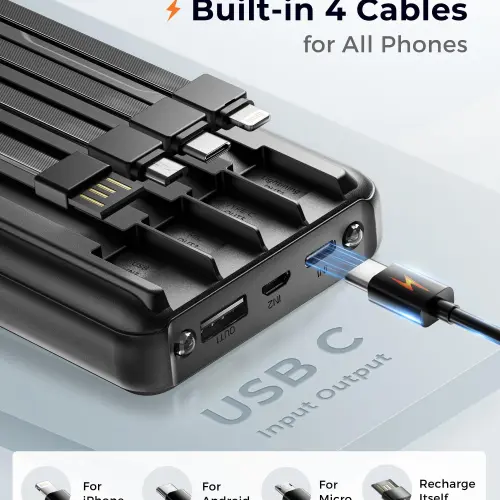 Power Bank JOYFAR 30000mAh 22.5W con Cables Integrados y Pantalla LED's photo #4
