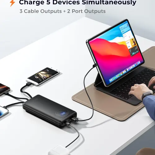 Power Bank JOYFAR 30000mAh 22.5W con Cables Integrados y Pantalla LED's photo #8