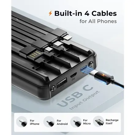 Power Bank JOYFAR 30000mAh 22.5W con Cables Integrados y Pantalla LED's photo #2
