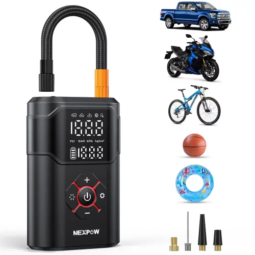 Inflador/Compresor Portátil NEXPOW 150 PSI Recargable para Auto, Moto, Bicicleta y Pelotas con Pantalla Dual's photo #1