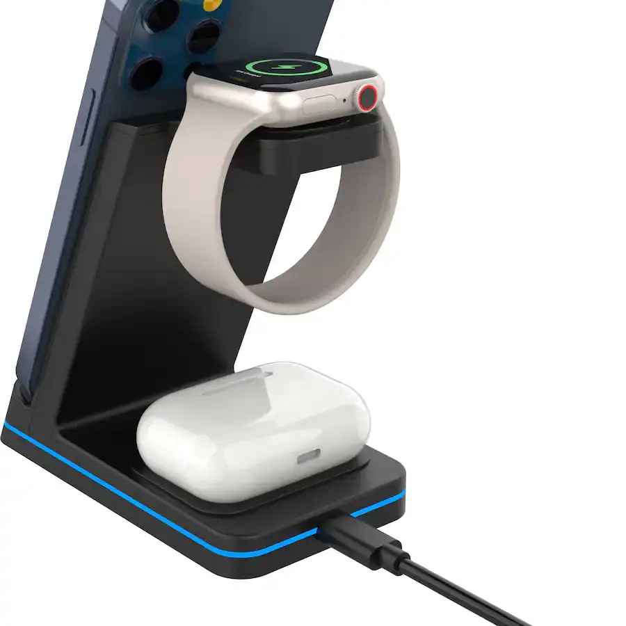 Cargador Inalámbrico Energizer 3 en 1 Qi 15W RGB para iPhone, AirPods, Apple Watch y Android's photo #8