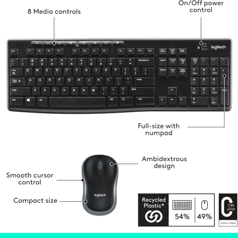 Combo Logitech MK270 Teclado y Mouse Inalámbrico Full Size con Receptor USB's photo #6