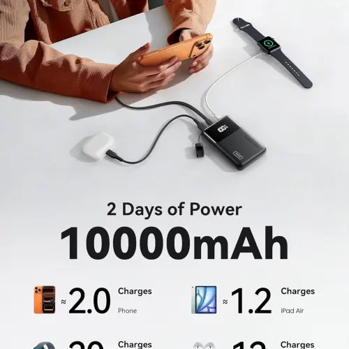 Power Bank INIU 10000mAh 45W USB-C con Cable Desmontable, Soporte y Linterna's photo #4