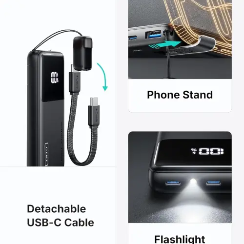Power Bank INIU 10000mAh 45W USB-C con Cable Desmontable, Soporte y Linterna's photo #3