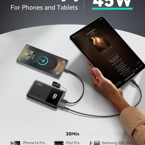 Power Bank INIU 10000mAh 45W USB-C con Cable Desmontable, Soporte y Linterna's photo #2