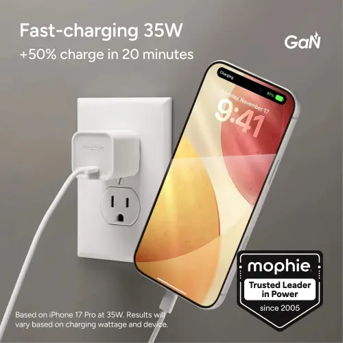 Cargador Mophie Speedport 35W USB-C GaN Plegable Compacto Color Blanco's photo #1