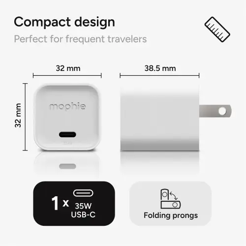 Cargador Mophie Speedport 35W USB-C GaN Plegable Compacto Color Blanco's photo #2
