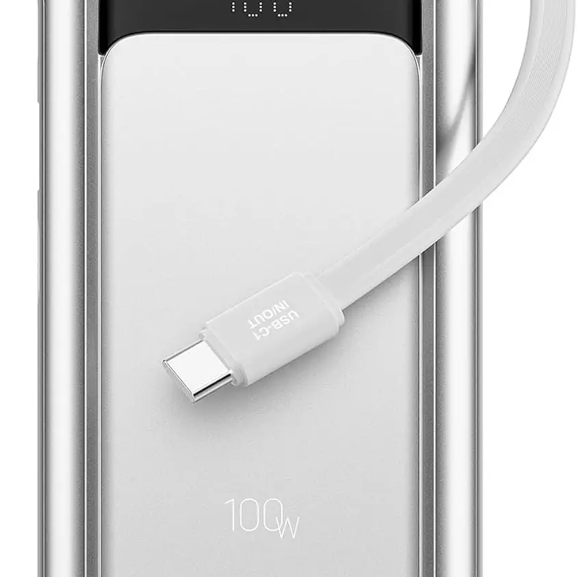Power Bank TALIX 10000mAh 100W USB-C con Cable Integrado, Pantalla Digital y 3 Puertos — imagen 1
