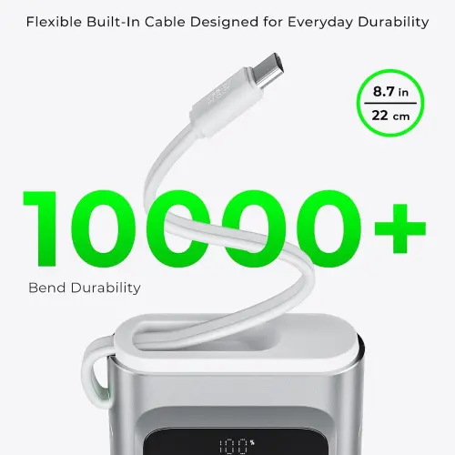 Power Bank TALIX 10000mAh 100W USB-C con Cable Integrado, Pantalla Digital y 3 Puertos — imagen 6