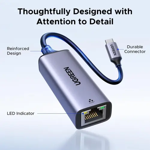 Adaptador UGREEN USB-C a Ethernet Gigabit RJ45 1000Mbps para MacBook, iPad, iPhone y Laptops USB-C — imagen 8