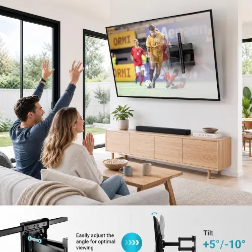 Soporte de Pared BONTEC Full Motion para TV 37–85″, 132 lb, Doble Brazo Articulado y VESA 600×400 mm — imagen 3
