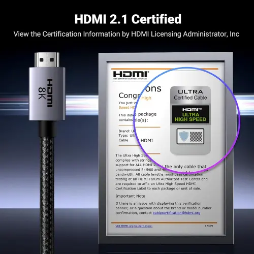 Cable UGREEN HDMI 2.1 8K 60Hz / 4K 240Hz 48Gbps de 2 Metros con eARC, HDR y Dolby Atmos — imagen 2