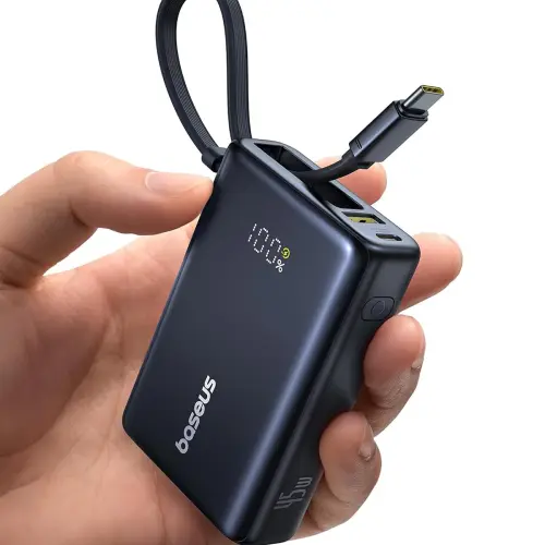 Baseus PicoGo Power Bank 10000mAh 45W con Cable USB-C Integrado, 3 Salidas y Pantalla Digital — imagen 1