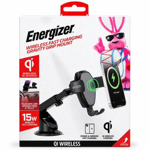 Soporte Energizer para Auto con Carga Inalámbrica Qi 15W, Gravity Grip y Brazo Telescópico — imagen 1