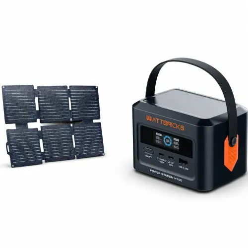 Estación de Energía Portátil WattBricks H100B Estación de Energía Portátil 99.2Wh 100W con Panel Solar Plegable y Carga USB-C — imagen 1