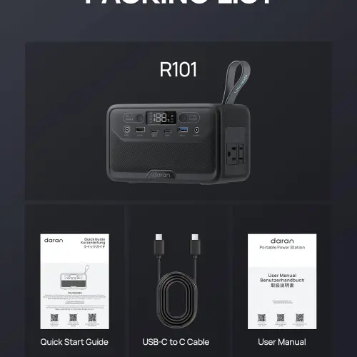 DaranEner R101 Lite 89.6Wh 100W – Estación de Energía Portátil LiFePO₄ con USB-C 100W — imagen 9
