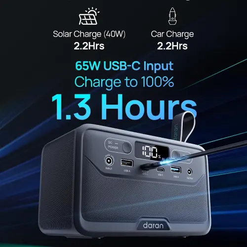 DaranEner R101 Lite 89.6Wh 100W – Estación de Energía Portátil LiFePO₄ con USB-C 100W — imagen 6