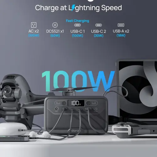 DaranEner R101 Lite 89.6Wh 100W – Estación de Energía Portátil LiFePO₄ con USB-C 100W — imagen 4