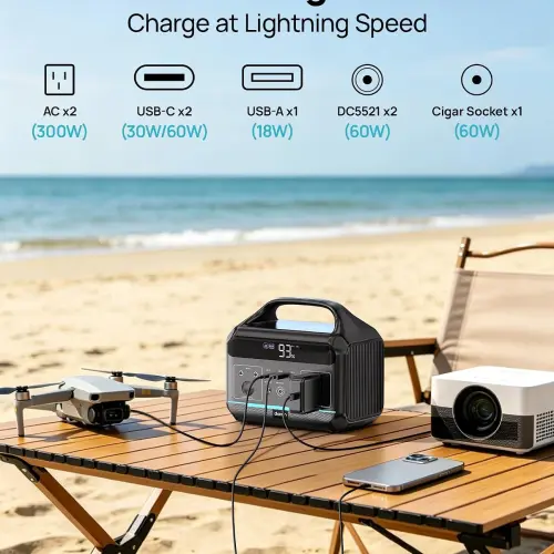 DaranEner NEOX 192Wh 300W con Panel Solar 30W – Estación de Energía Portátil LiFePO₄ para Apagones — imagen 3
