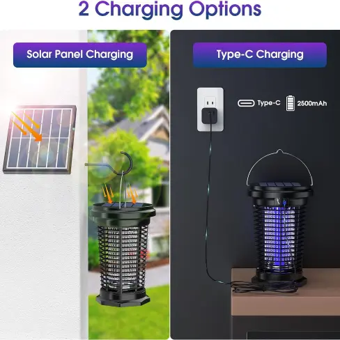 Mata Mosquitos Eléctrico PALONE Solar 4500V con USB-C, Luz LED y Panel Externo — imagen 5