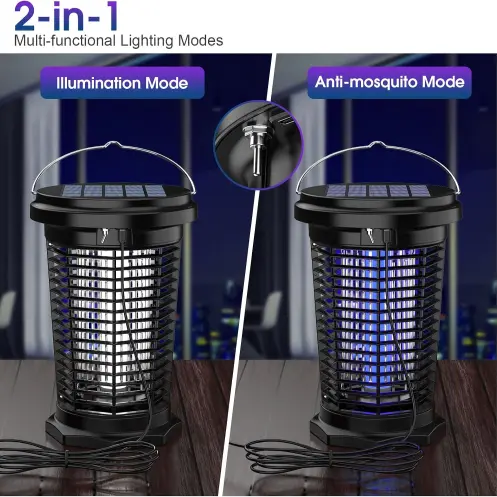Mata Mosquitos Eléctrico PALONE Solar 4500V con USB-C, Luz LED y Panel Externo — imagen 3