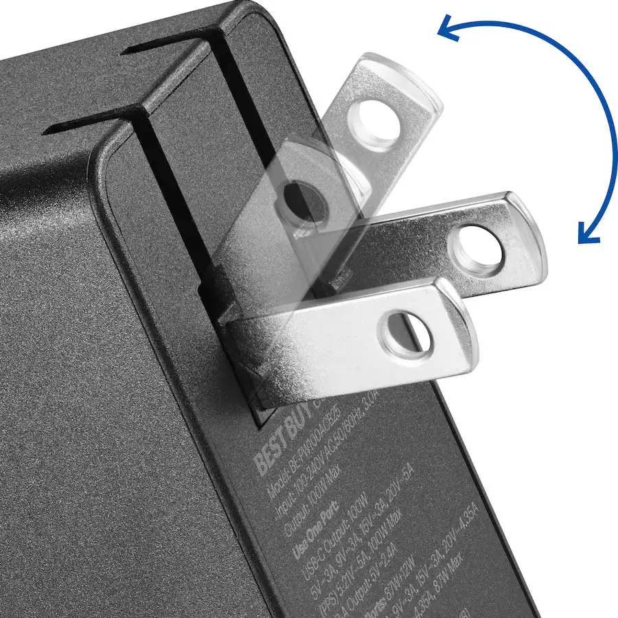 Cargador Best Buy Essentials 100W USB-C + USB-A de 2 Puertos Plegable — imagen 5