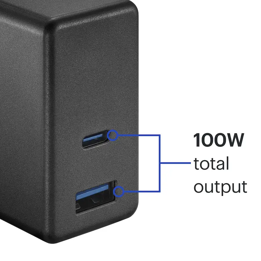 Cargador Best Buy Essentials 100W USB-C + USB-A de 2 Puertos Plegable — imagen 4