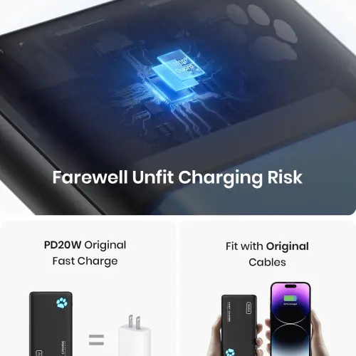 Power Bank INIU 10000mAh USB-C de Carga Rápida con Linterna, Diseño Ultrafino — imagen 4