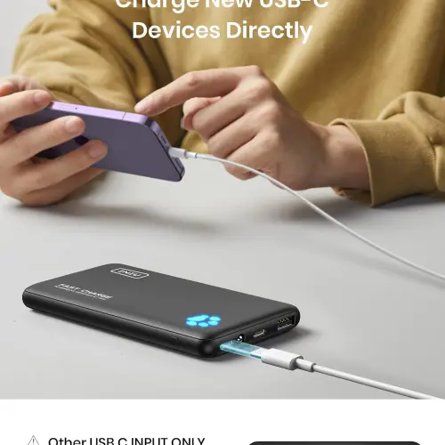 Power Bank INIU 10000mAh USB-C de Carga Rápida con Linterna, Diseño Ultrafino — imagen 3