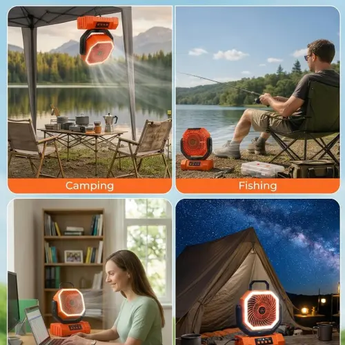 Ventilador Recargable FYGURSO 20000mAh con Luz LED, Oscilación y Control Remoto — imagen 5