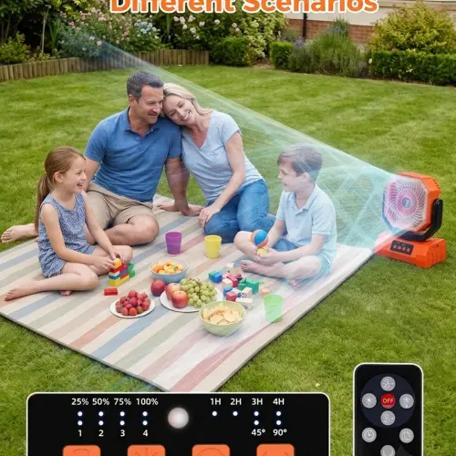 Ventilador Recargable FYGURSO 20000mAh con Luz LED, Oscilación y Control Remoto — imagen 6