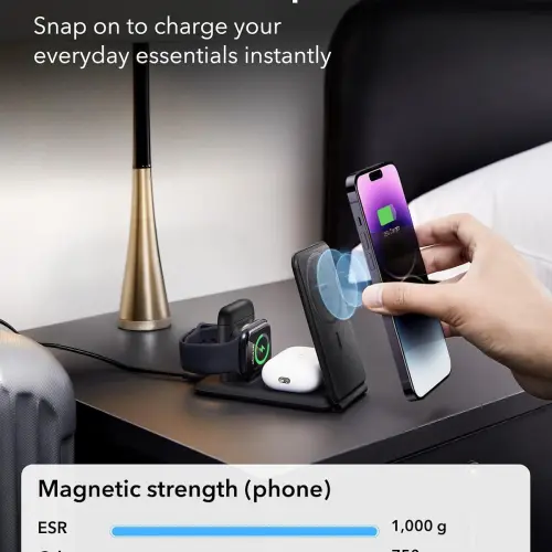 Cargador ESR 3 en 1 Plegable MagSafe para iPhone, Apple Watch y AirPods — imagen 8