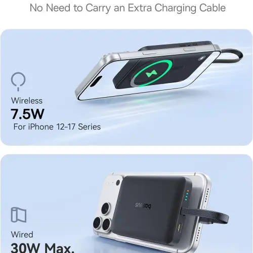 Power Bank Baseus MagSafe 10000mAh 30W con Cable USB-C Integrado — imagen 3