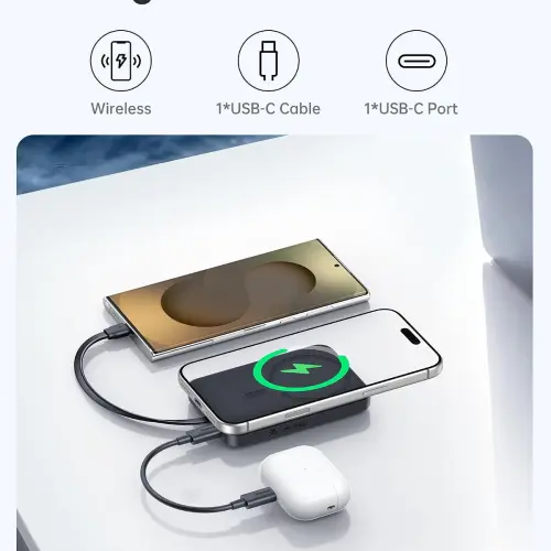 Power Bank Baseus MagSafe 10000mAh 30W con Cable USB-C Integrado — imagen 5