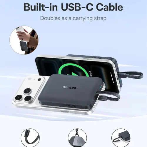 Power Bank Baseus MagSafe 10000mAh 30W con Cable USB-C Integrado — imagen 2