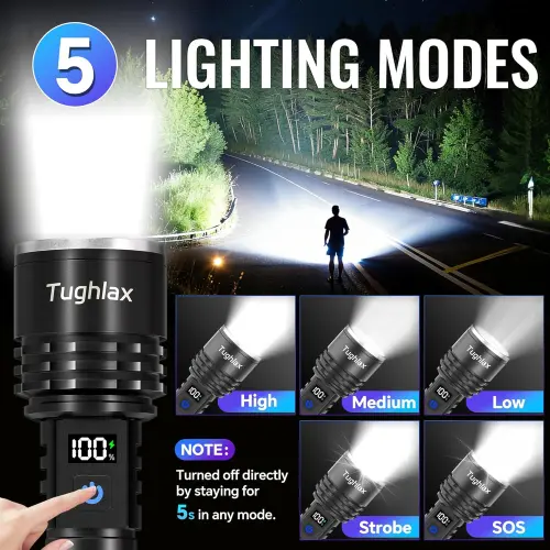Linterna Tughlax TL004 recargable con pantalla LCD, zoom y 5 modos — imagen 3