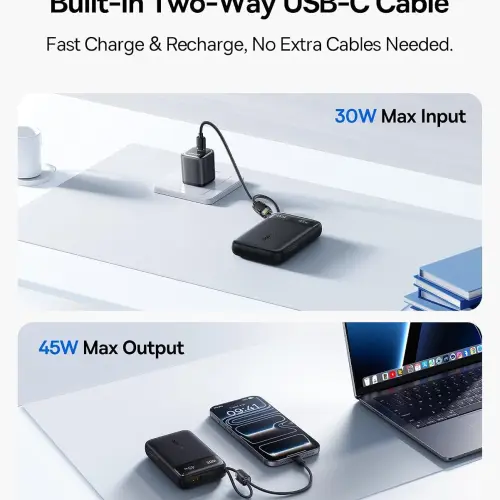 Power Bank Baseus EnerFill FC11 20000mAh 45W con 2 cables USB-C integrados — imagen 7