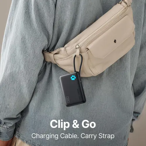 Power Bank INIU 10000mAh 45W con cable USB-C integrado y linterna LED — imagen 4