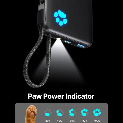 Power Bank INIU 10000mAh 45W con cable USB-C integrado y linterna LED — imagen 6