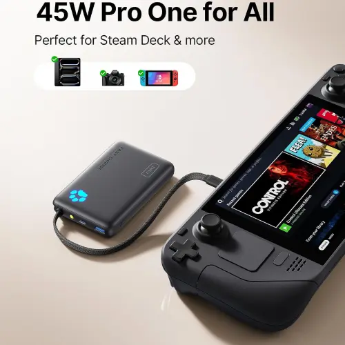 Power Bank INIU 10000mAh 45W con cable USB-C integrado y linterna LED — imagen 5