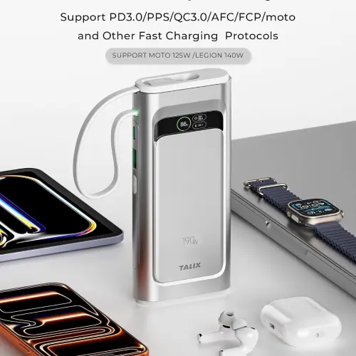 Power Bank TALIX 20000mAh 190W con USB-C 140W y cable integrado para laptop — imagen 7