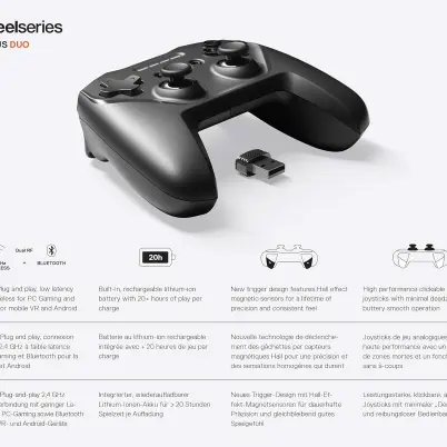 SteelSeries Stratus Duo – Control Gamer Inalámbrico para Android, Windows y VR's photo #3