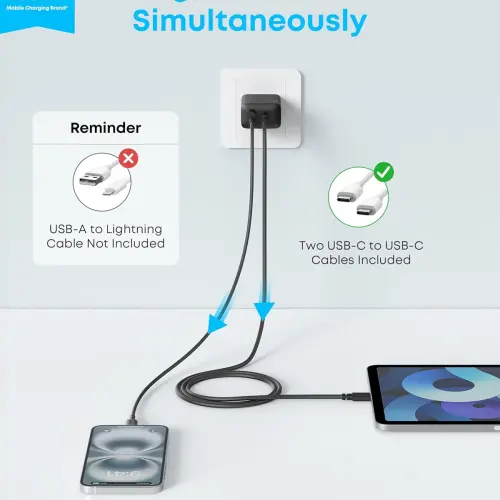 Cargador Anker 20W USB-C Doble con Cables para iPhone's photo #1
