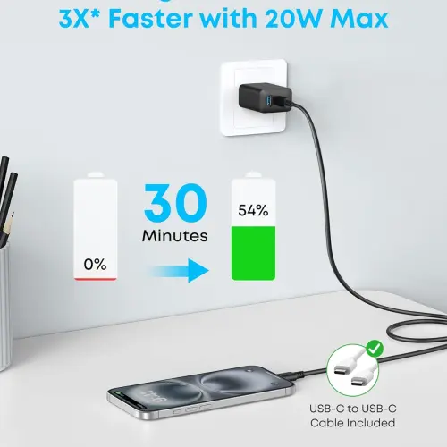 Cargador Anker 20W USB-C Doble con Cables para iPhone's photo #3