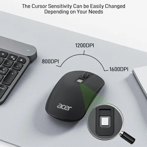 Mouse Inalámbrico Acer Slim USB 2.4G Portátil DPI Ajustable — imagen 2