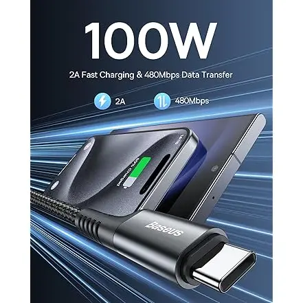 Cable USB A a USB-C Baseus 100W Retráctil 3.3ft's photo #2