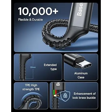 Cable USB A a USB-C Baseus 100W Retráctil 3.3ft's photo #3