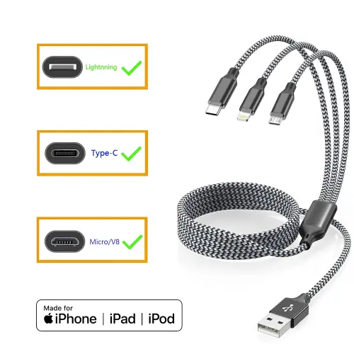 Cable de Carga 3 en 1 Xnewcable — 1.2m, Nylon Trenzado's photo #6